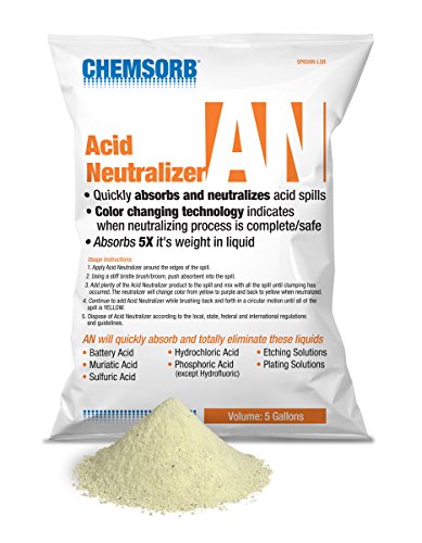 Image of an - Acid Neutralizing Absorbent, 5 Gal. Bag, SP60AN-L5B, Fast-Acting Acid Neutralizer Absorbent Spill Response, Safe Color Changing Technology, Silica Free Neutralizer, Laboratories, Yellow