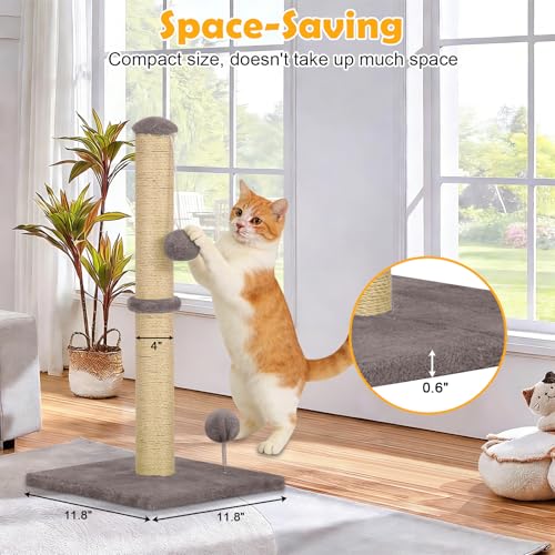 Rascador para gatos de 22 pulgadas con cuerda de sisal natural y pelota colgante miniatura 4