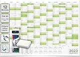 Abwischbarer XXXL Jahresplaner Wandkalender 2023 grün. Wandplaner gerollt 140x100cm gross DIN B0 inklusive 4er Stifte-Set. Jahreskalender 2023, Kalender - deutsche Sprache - von Kalenderoutlet