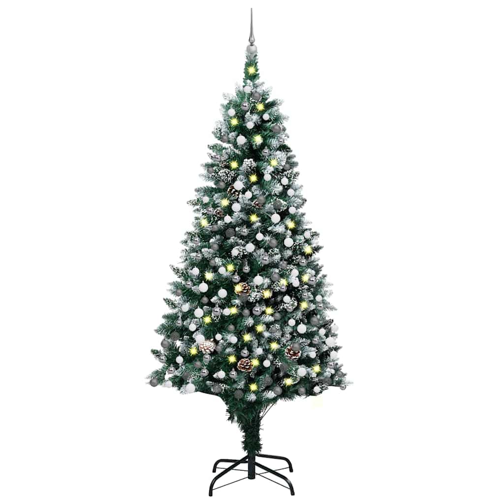Sapin enneigé 240 cm illuminé pour illuminer votre grand salon ce Noël
