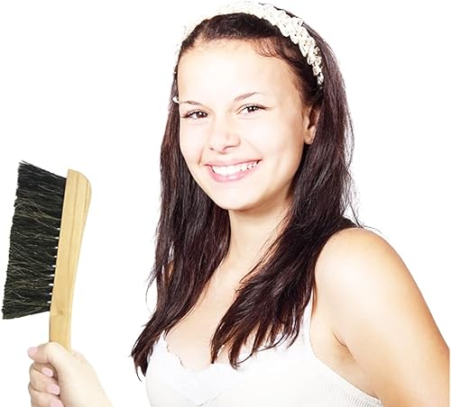 Miniatura 4 de Cepillo de mostrador para muebles, patio, carpintería, limpieza de dibujo, mango de madera con cerdas de crin de caballo, escoba de mano de 13