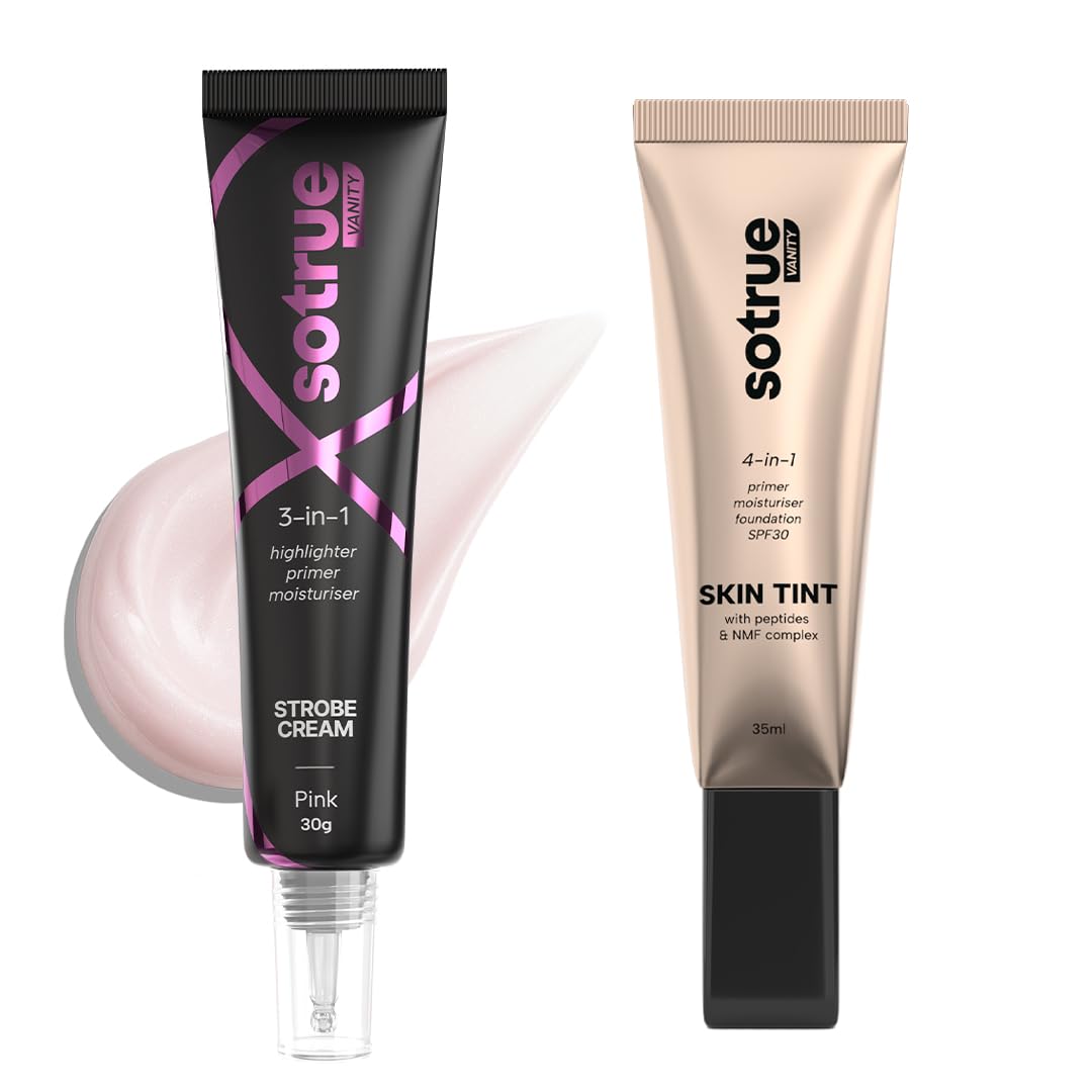 Sotrue Radiance Strobe Cream + Skin Tint Combo | Instant Glow + Lightweight Coverage | Hydrating Makeup Duo-image-13