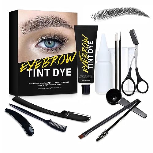 Lash Tint Black Kit - Eyelash & Eyebrow Dye Set - Volume Lashes and Full Brows Last Up to 4 weeks - Fast & Easy to Use - Semi-Permanent Black Dye with All Tools