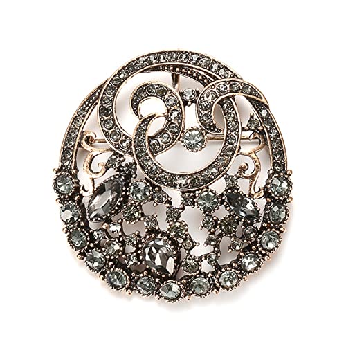 Broche en cristal gris en forme de fleur cadeau femme idéal avec strass