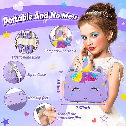 Mqsiuve 1688-8805D Kids Makeup Kit For Girl - Kids Washable Makeup Girls Toys With Unicorn Cosmetic Case, Real Girl Makeup Sets For Toddler Kid Children Christmas Birthday Gifts Toys thumb #3