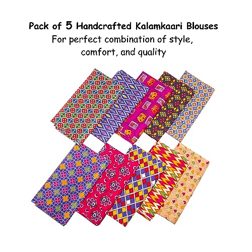 Image of Nilavan's Designer Unstitched Blouse Materials | Gorgeous Traditional Multi-Color Blouse Pieces for Women