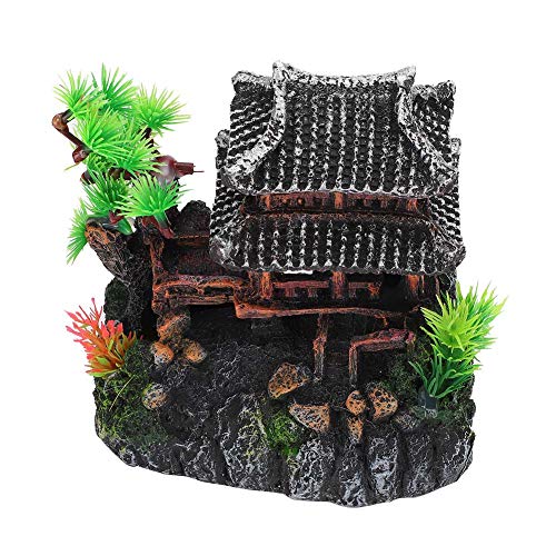 Shanrya Fish Tank Decor, Aquarium Plants Fish Tank Decorations, Pavilion Pine Tree Aquarium Simulation Ornament, for Aquaridum Fish tank Office Household Garden(Suzhou pavilion pine tree) - Image 3