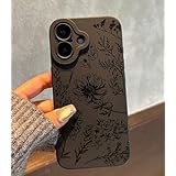 Jusnfu iPhone 16e ケース 6.1インチ 2025、美的 Y2K フラワープリント スマホケース 女性 女の子 男性用 スリム シリコン 保護カバー iPhone 16e用、Wild Bloom