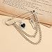 coadipress Hanging Long Chain Brooch Pin for Men Women Fashion Retro Silver Butterfly Bar Pins Safety Pin Punk Cool Chains Sweater Shawl Collar Coat Brooches Pin for Girls (Black Heart&Pin)