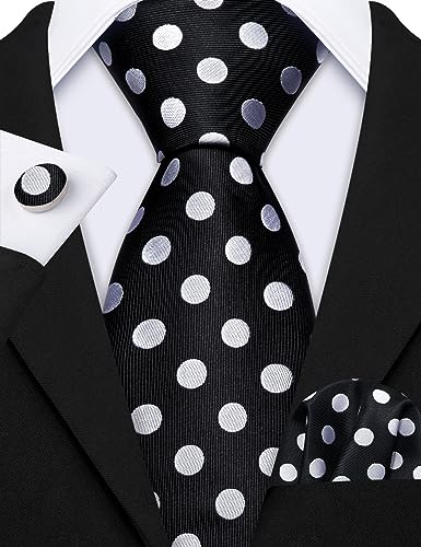 Image of Barry.Wang Designer Mens Tie Sets Collection, Eleagnt Gift Box Tie Clips Handkerchief Cufflink Set