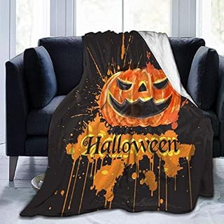JOOCAR Flannel Throw Blanket Halloween Scary Pumpkin Cozy and Soft Plush Warm Blankets for Bed Couch Living Room Sofa Chair
