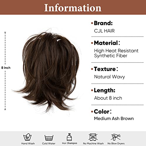 CJL HAIR Claw Clip Short Ponytail Hair Extensions Bendable Metals Messy Bun Hair piece Straight Fake Hairpieces - Image 2