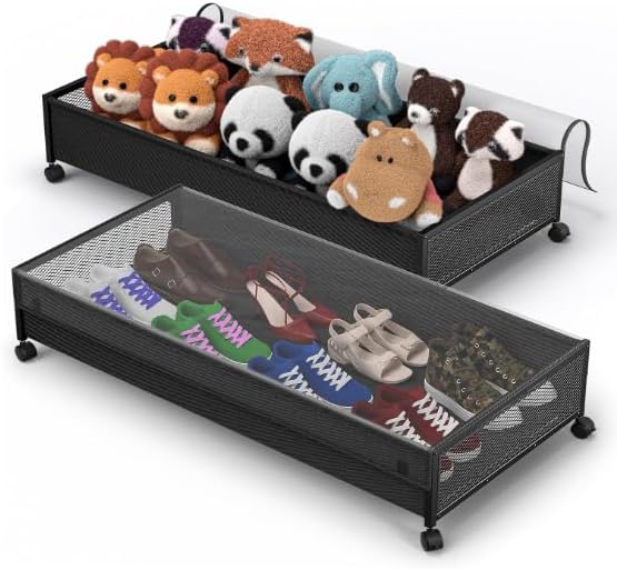 isinlive 60L Large Capacity Under Bed Storage with Wheels-Under Bed Storage Containers-Under Bed Storage Drawer-Under Bed Storage Organizer