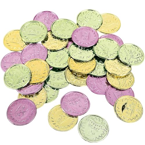 Fun Express - Mardi Gras Coins(4pbh=gr) for Mardi Gras - Toys - Value Toys - Play Money - Mardi Gras - 144 Pieces