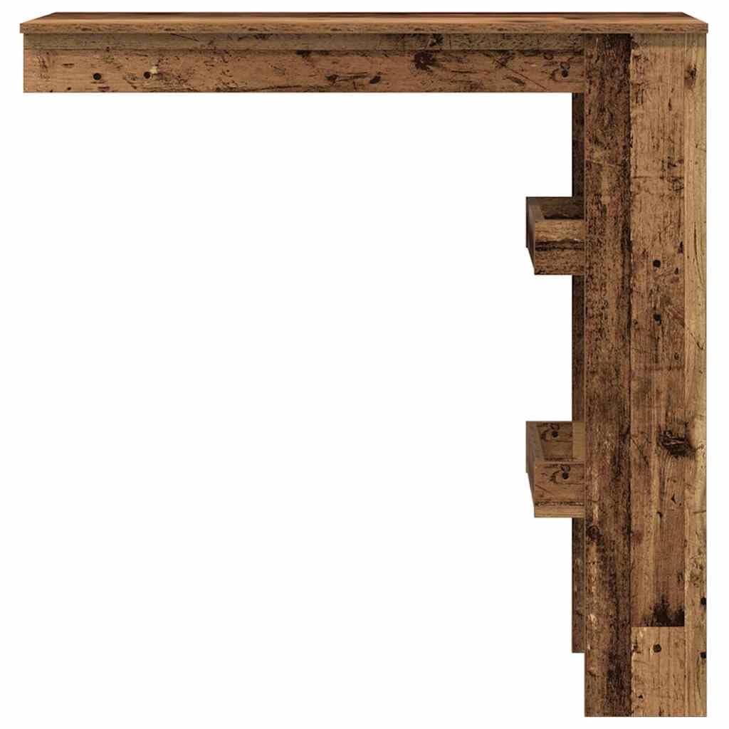 Stół barowy o wyglądzie starego drewna, materiał drewnopochodny, 102 x 45 x 103,5 cm, z 2 schowkami, stabilny stół kuchenny, idealny jako stół do jadalni, salonu, jadalni, na chwile
