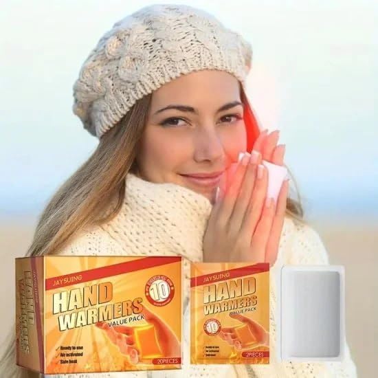 Hand Warmers (Pack of 20 Pcs), Air-Activated Self Heating Body Warmer Patch, Long-Lasting Heat, Safe, Natural & Disposable Heat Packs for Winter, Camping, Trekking, Outdoor (10 Pair)