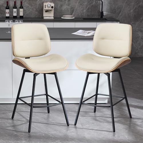 BFZ 27 Inch Swivel Bar Stools Set of 2, Walnut Back Counter Height - image 8