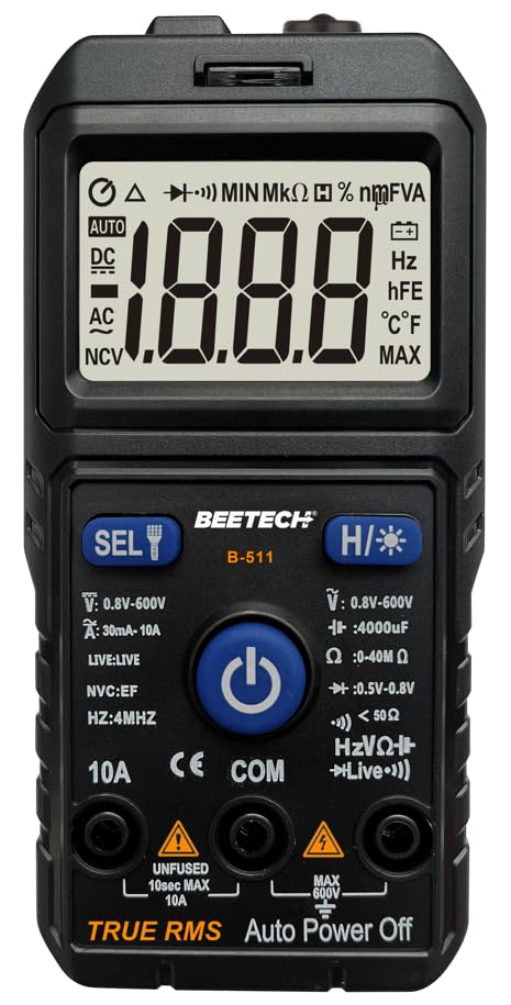 Beetech® B-511 SMART Digital TRMS 4000 Count 600V AC/DC, 10A AC/DC Digital Pocket Multimeter with Resistence, Capacitance, Frequency, Diode Test, Live Test, NCV, Backlight, Continuity Test, etc (B0D14SVKLF) Amazon Price History, Amazon Price Tracker