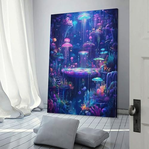 Méduse murale impression sur toile 50x75cm pour déco salon