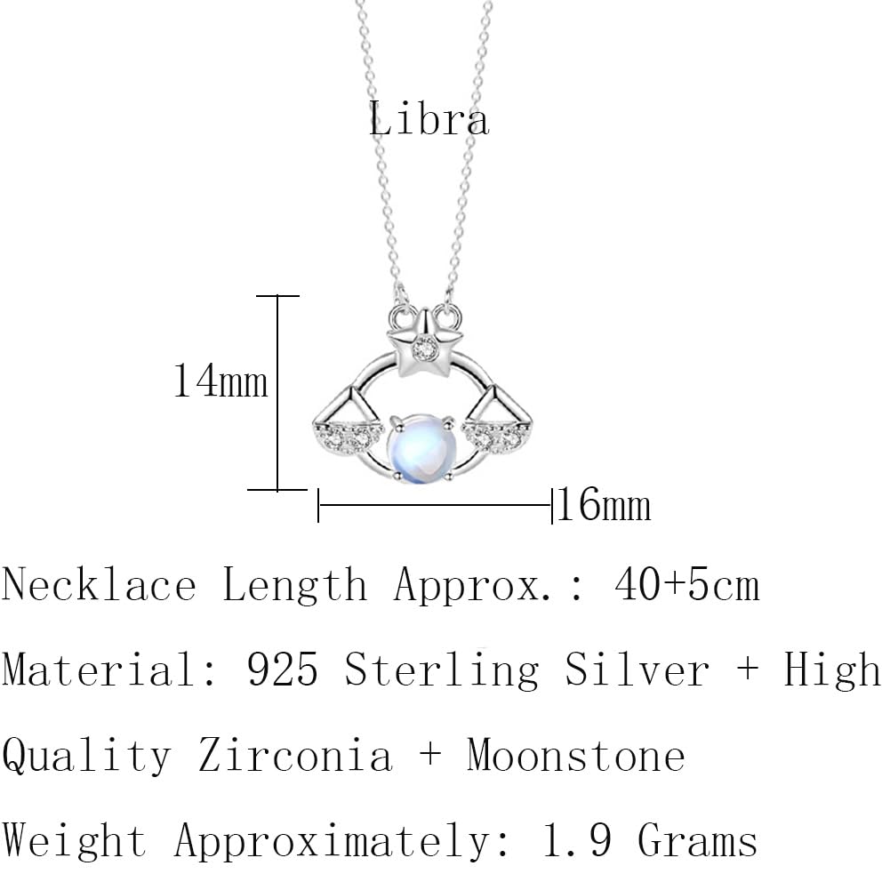 12 Constelaciones Horóscopo Astrología Collares Plata Esterlina Piedra Luna Cristal Colgante Zodíaco Collar Exquisito Joyería Regalos para Mujeres Novia Madre