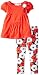 Kids Headquarters Girls' Red Tunic with Flower Print Leggings