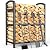Meoligr Fireplace Tools Set, Double-Layer Firewood Rack, Heavy-Duty Wrought Iron Firewood Holder with Extra-Large Storage, Complete 4-Piece Fireplace Accessories (Tongs, Poker, Brush, Shovel)