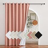 NICETOWN Burnt Orange Sliding Door Linen Blackout Curtain for Room Divider, Privacy Protection & Sound Reducing White Lined Insulated Wall Panel for Patio Door, Large Window (1 Piece, W100 x L84)