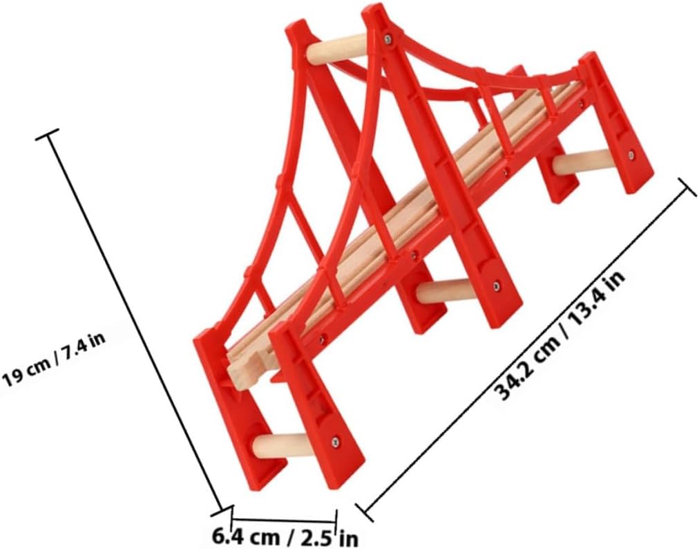 Luxshiny Model Train Bridge Railway Track Accessory Red Suspension Bridge for Compatible with Thomas Trains Educational DIY