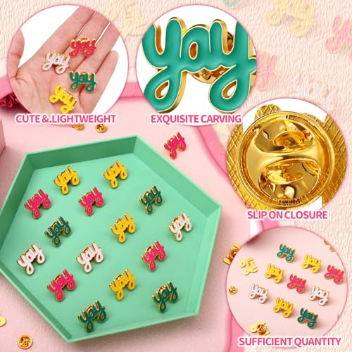 Image of Knitgrip 24 Pcs Yay Enamel Pins Bulk Lapel Pin Alloy Brooches Pins Backpack Badges Brooch for Friends Clothing Decor Metal Badges Jackets Jeans Jewelry Accessories