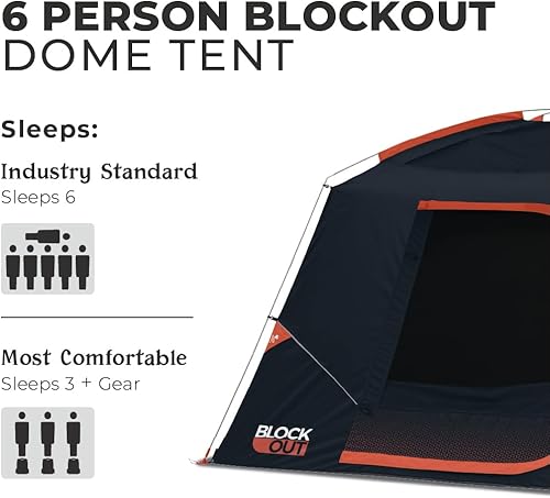 Miniatura 2 de CORE Blackout 6 Person & 9 Person Dome Tent  Best Car Camping Outdoor Family Camp Tent  Included Storage Pockets for Camping Accessories  Portable