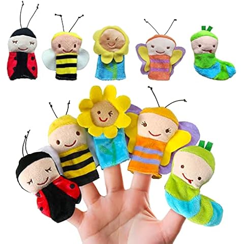 Liwein 5pcs Finger Puppet, Animal Finger Puppet Set Finger Doll Props Hand Puppets Set Animal Hand Puppet for Children Birthday Kids Party Baptism Baby Story Time Finger Puppet Cover