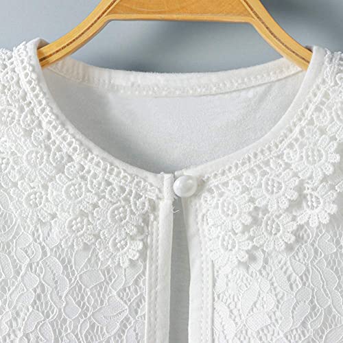 Image of Girl Lace Bolero Cardigan Shrug - Little Girl Long Sleeve Shrug Sweater with Pearls 2-11 Years