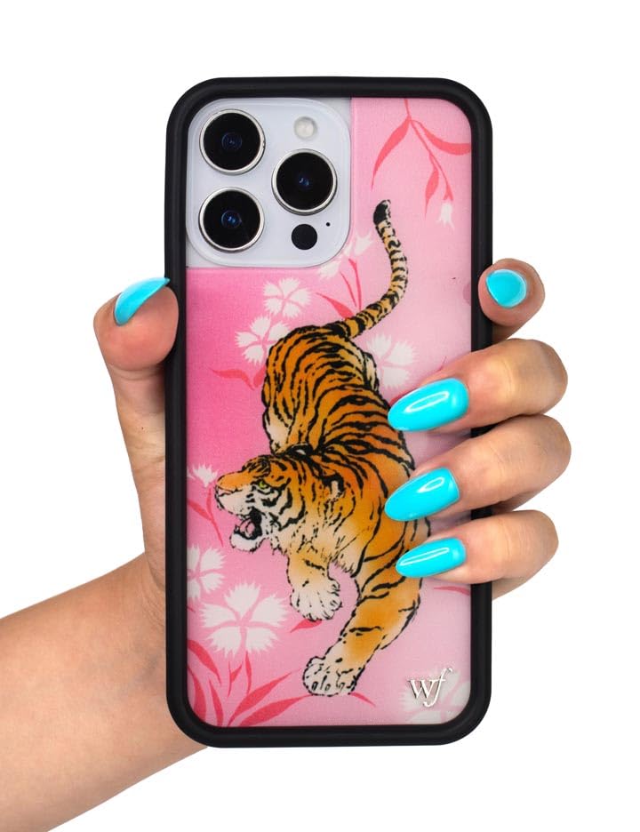 Image of Wildflower Cases - Compatible with iPhone 16 | Protective Black Bumper, 6.5ft Drop Test Certified, Women Owned Small Business | Pink Orange Cat Dainty Aesthetic Trendy | Tiger Blossom
