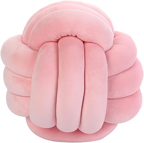 Almohada redonda con nudo para decoración de habitación de los niños, juguete de peluche calmante para aliviar el estrés (rosa, 11 pulgadas11.0in)