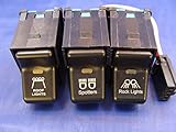 Fits Jeep® 1997-2006 TJ Wrangler Rocker Switch 3 Switch Kit- Roof Lights, Spotters, Rock Lights 3 Pack with Pig Tails