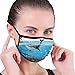 Produktbild hulili Bequeme winddichte Maske, Wal, Massiver Wal Der Meister der Ozeane unter dem Motto Planet Natur, Dunkelblau Schwarz und Orange, Bedruckte Gesichtsdekorationen für Frauen und Männer