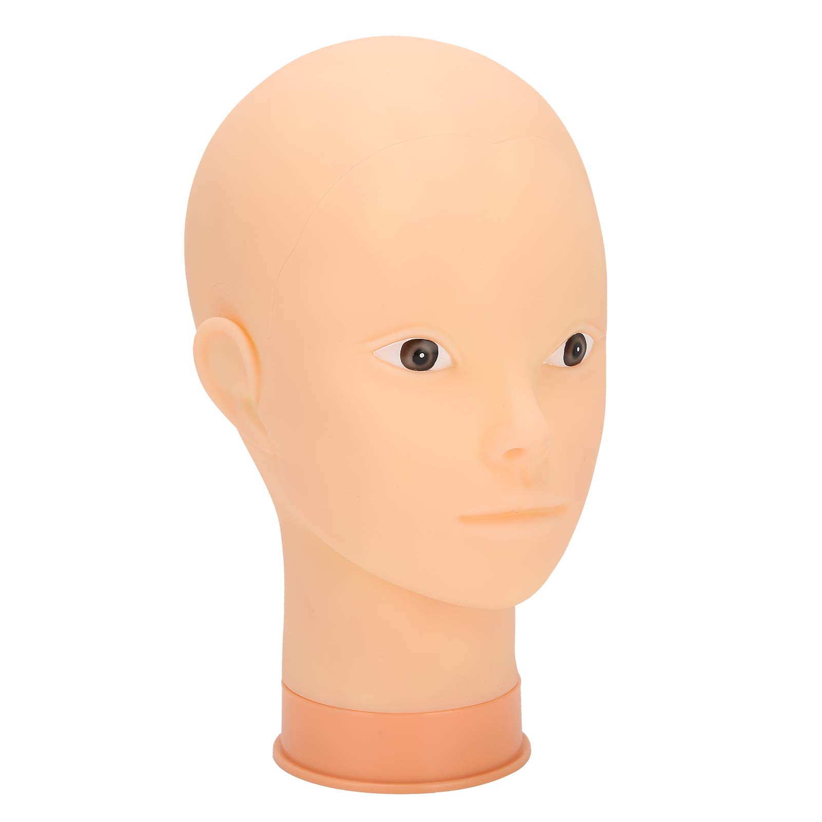 Mannequin Head For Wigs, Wig Head Stand, Bald Mannequin Head with Support Bracket Hole PVC Material For Makeup Training, Pink Base For Displaying (Have makeup) (No makeup)