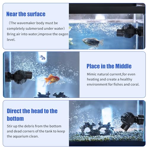 Image of AQUANEAT Aquarium Wavemaker Circulation Pump, 1600GPH Fish Tank Powerhead, Submersible Water Pump, Magnetic Base