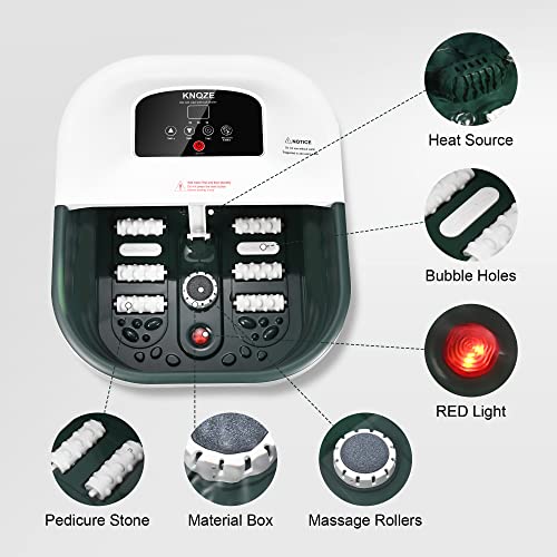 Knqze Foot Spa With Heat And Massage And Jets, Collapsible Foot Bath W/Bubbles, Vibration, Red Light Pedicure Foot Soaking Tub, Temperature Control, 8 Massage Roller, Pumice Stone Foot Spa Massager #TOP4