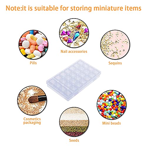 Image of FOME Diamond Embroidery Box, 6 Pack Clear Diamond Painting Storage Box Containers Each with 28 Mini Compartments Grids Mosaic Kits Accessories Storage Box and Cross Stitch Tools for DIY Art Craft