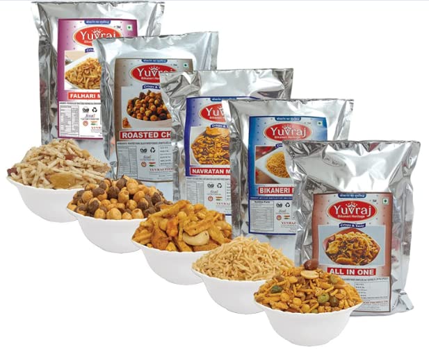 Image of Yuvraj bikaneri namkeen Combo of snacks Pack of 5 (200 gm x 5)