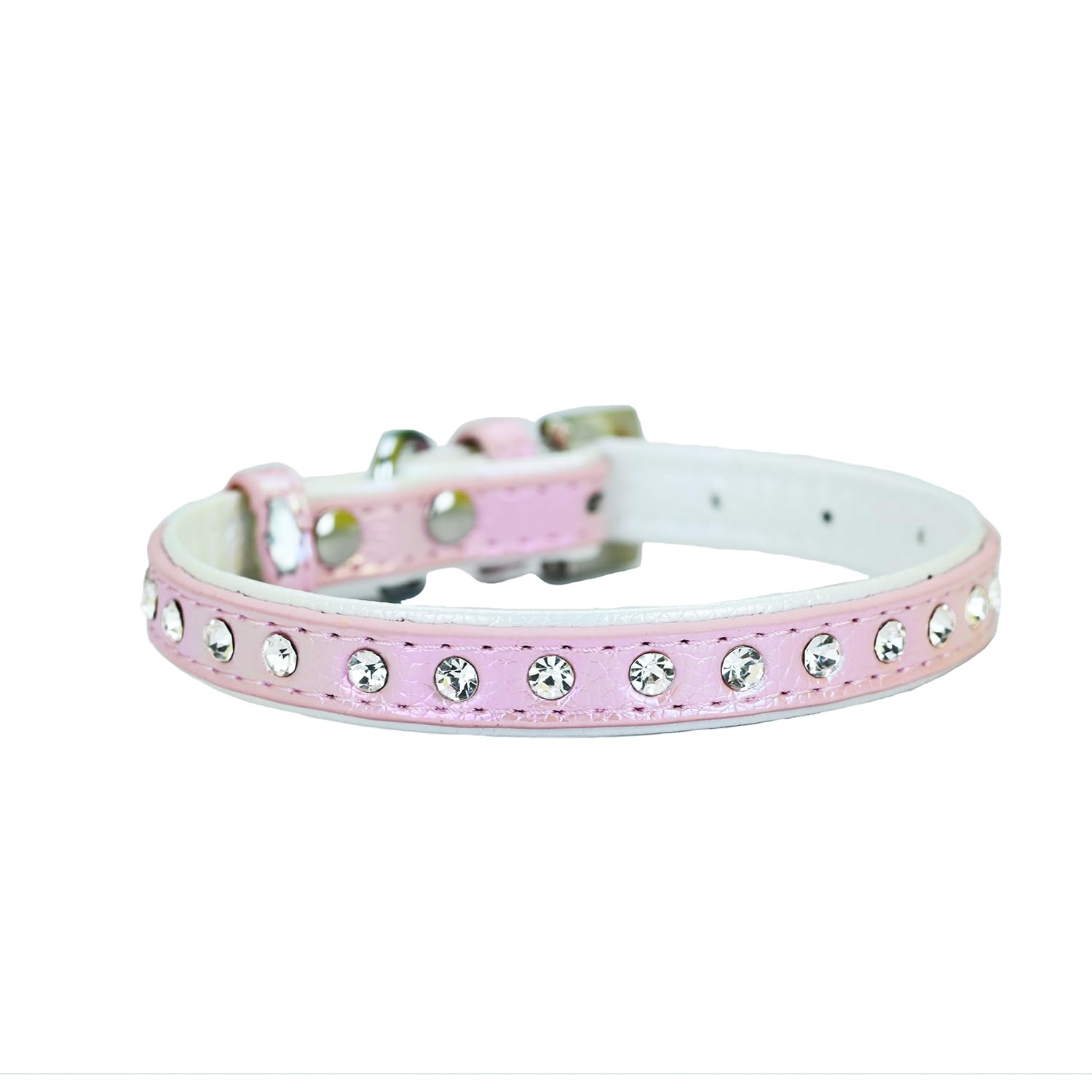 Newtensina Fashion Dog Collar Puppy Collar with Diamante for Small Dogs - Pink - M