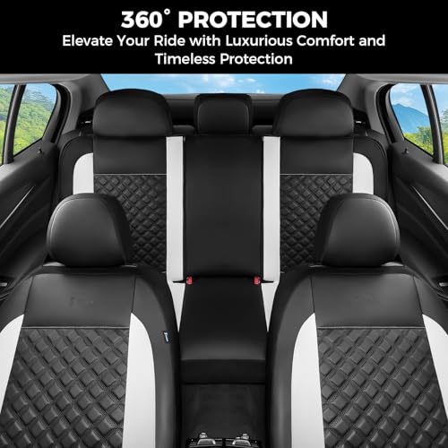 Image of FLORICH Seat Covers, Front Seat Covers 2 PCs, Automotive Seat Cover for Cars, Luxury Leather Universal Seat Cover Accessories Fit for Most Cars SUV Truck Sedans(White)