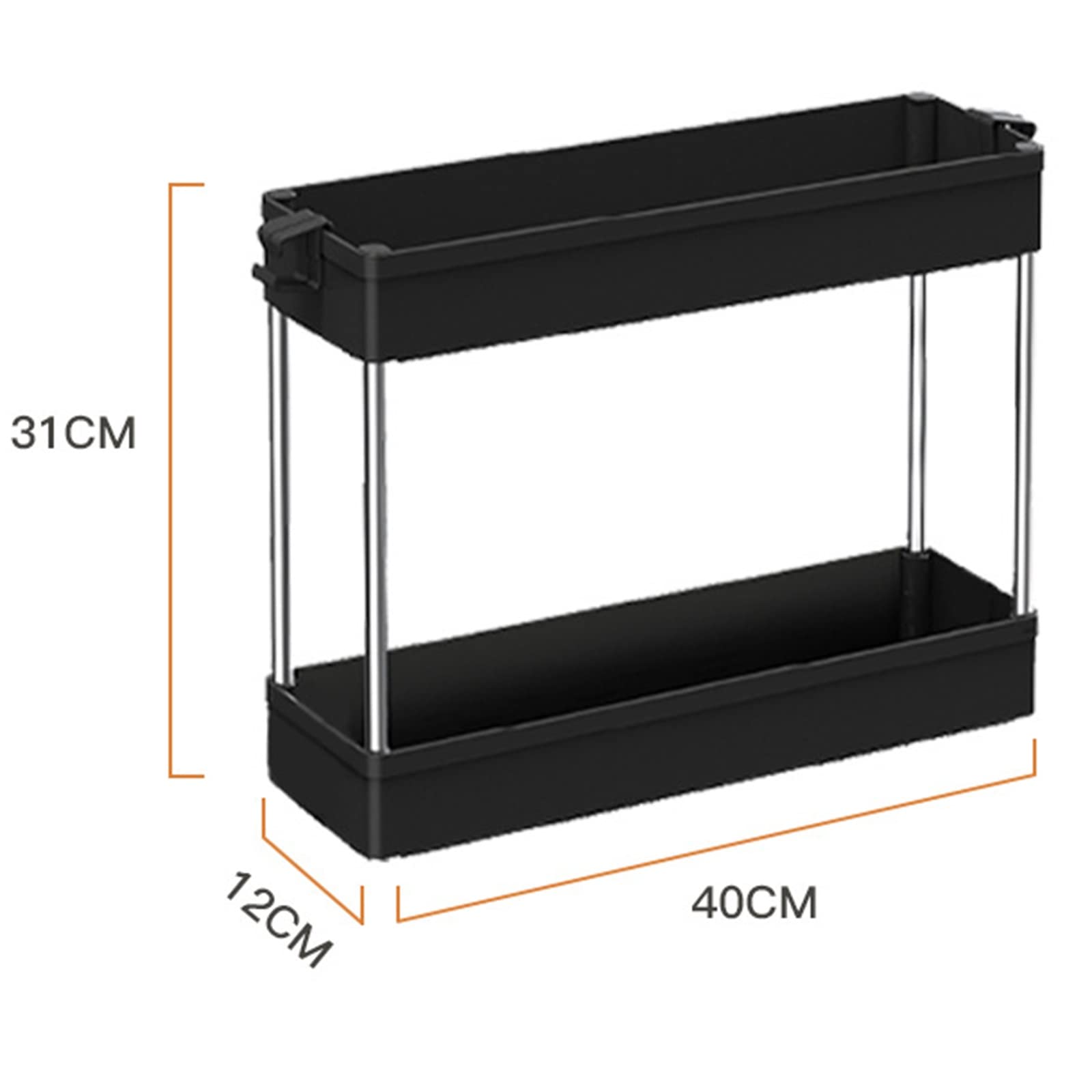 QTANZIQI Organizer do szafki, stojak do przechowywania Wytrzymały organizer na przyprawy Szafka domowa Kredens kuchenny pod zlewem (kolor: czarny, rozmiar 40x12x31cm)