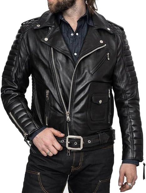 Isaac & David Chicago mens Black N Brown New Quilted Mens Leather Jacket
