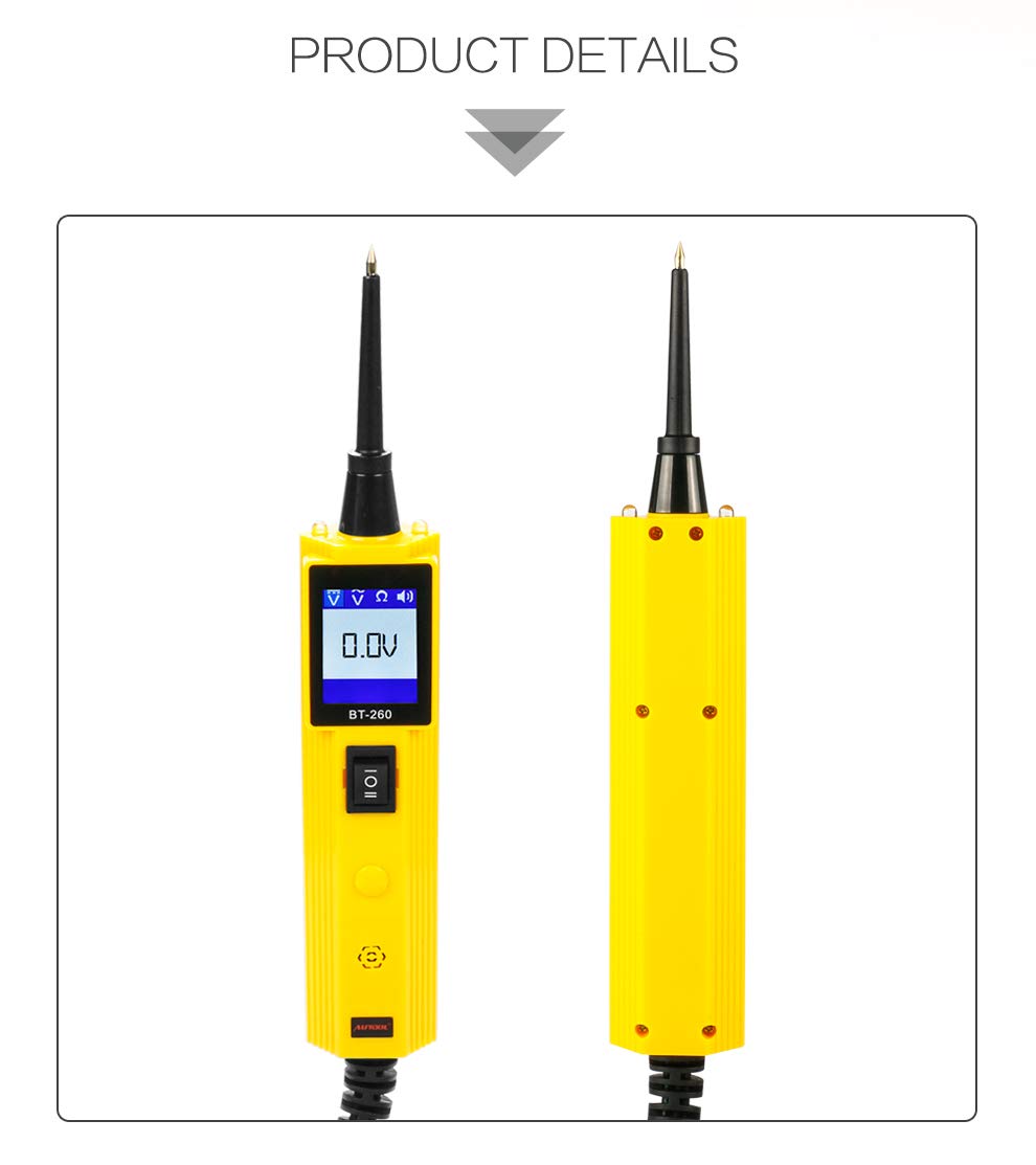 AUTOOL Tester automobilistico dello strumento diagnostico del sistema di circuito elettrico BT-260 con la torcia elettrica del LED per i veicoli 6V / 12V / 24V