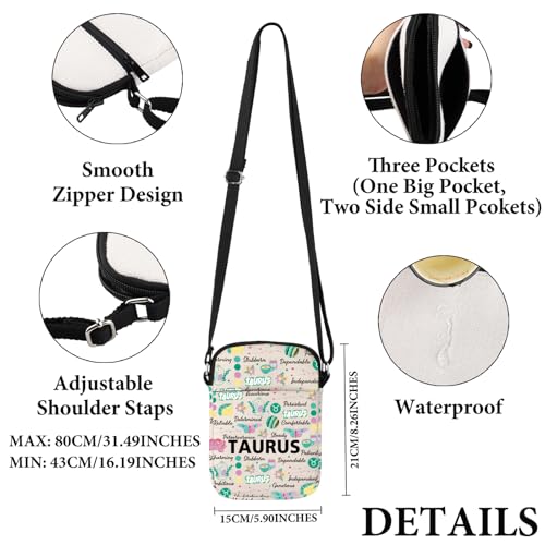 VAMSII Taurus Zodiac Inspired Gift Taurus Words Crossbody Bag Astrology Lover Travel Bag Zodiac Taurus Merch2