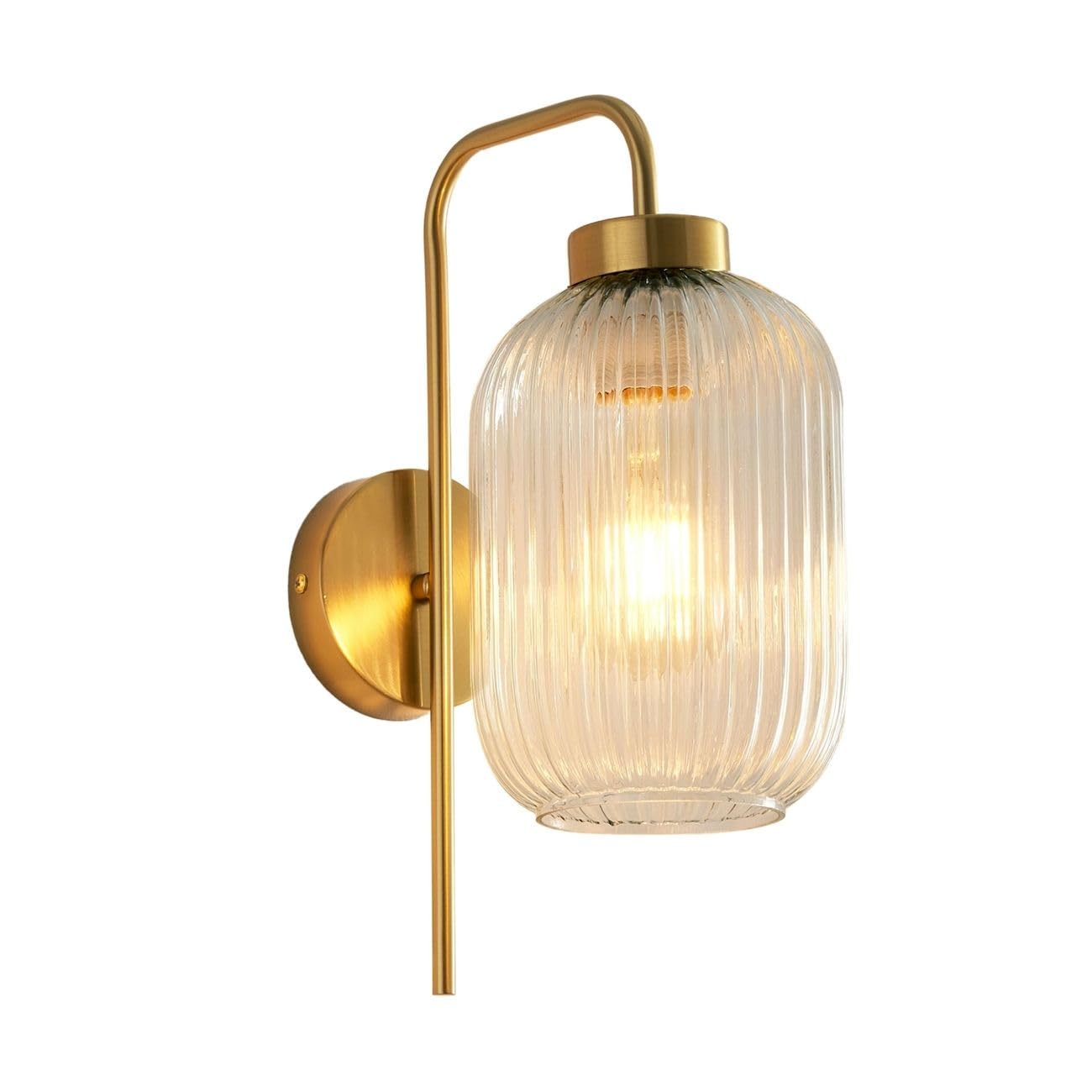KOSILUM - Applique dorée vintage verre cannelé - Canelia - Lumière Blanc Chaud Eclairage Salon Chambre Cuisine Couloir - - - E27 - IP20