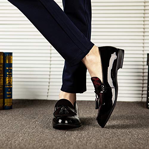 Jitai Men's Leather Shoes Pattern Printing Men's Dress Loafer Shoes Slip-On Casual Loafer Smoking Slipper, Black/04, 13 Us #TOP6