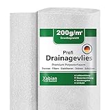 Xabian Drainagevlies 200g/m² 300g/m² 500g/m² Filtervlies 2m x 5m = 10m² - Trennvlies ideal für Drainage - hohe Haltbarkeit - ideal auch als Trennvlies, Poolvlies, Teichvlies